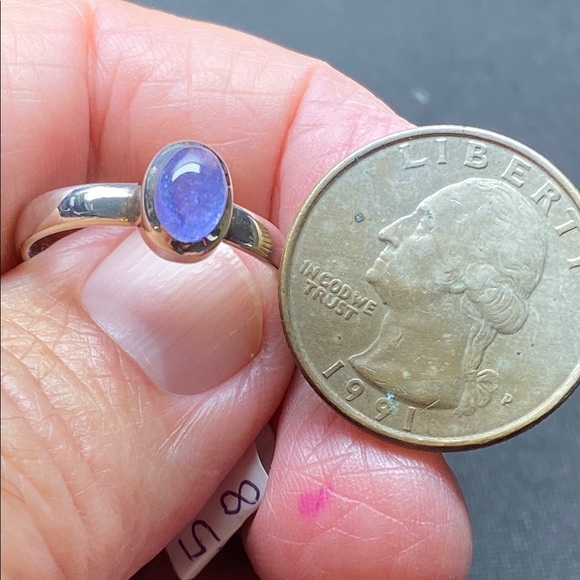 Tanzanite Ring Size 8.5 in Solid Sterling Silver 925 - Picture 7 of 8